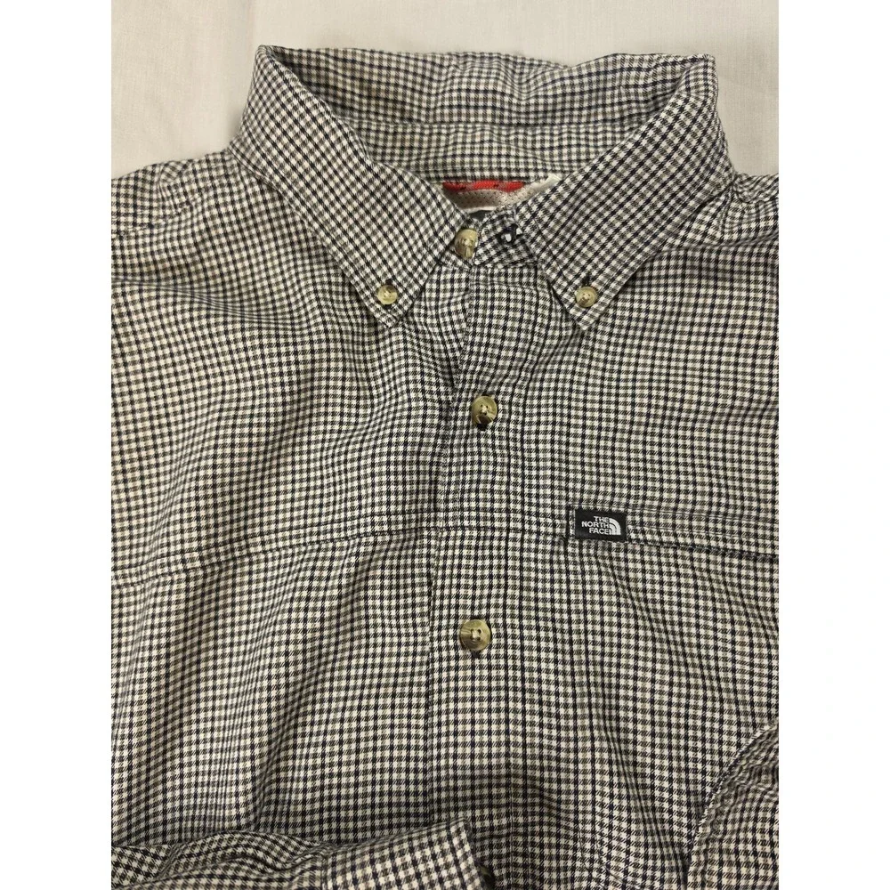 The North Face Shirt Mens XL Blue Check Long Sleeve Button Front Vented Outdoor
